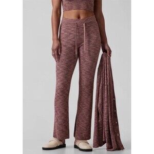 ATHLETA Revolve Ribbed Pant Tawny Rose XXS Wide Leg Knit Lounge NWOT